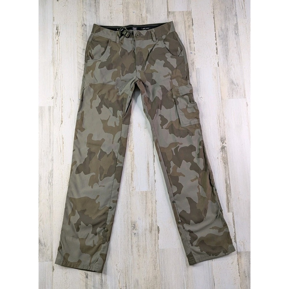 Prana Zion Camo Pants Mens 28x32 Relaxed Fit Belted Climbing Hiking Cargo